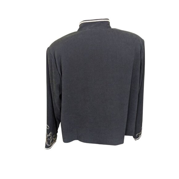 Vintage Dressbarn Oriental Style Jacket Womens 2X Black Floral Lined Full Zip - Picture 4 of 10